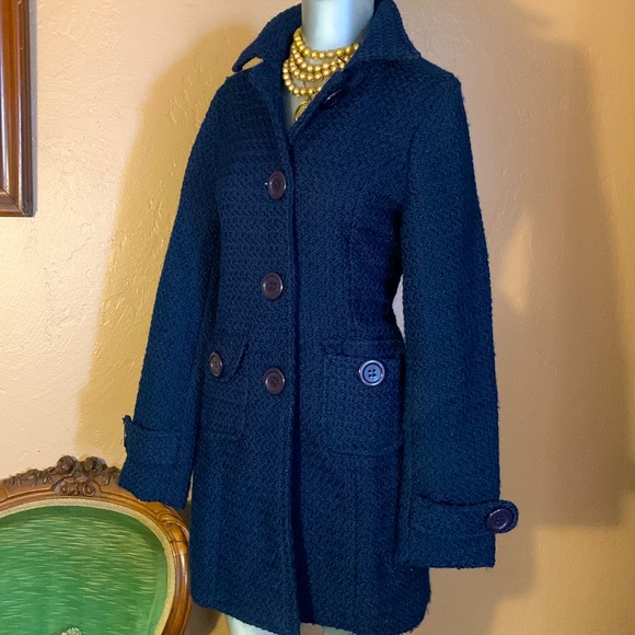 Poetry Jackets & Blazers - NWT POETRY Navy Blue Tweed Coat.  Sz M
